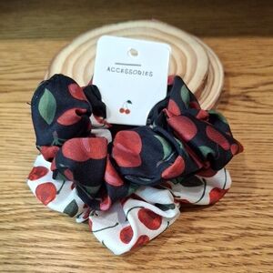 Cherry Print Hair Scrunchies Set